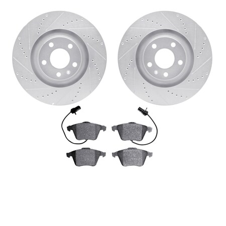 Dynamic Friction Co 7302-73052, Rotors-Drilled and Slotted-Silver with 3000 Series Ceramic Brake Pads, Zinc Coated 7302-73052